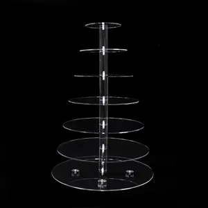 Custom mutil tiers clear round acrylic dessert wedding cake tower transparent cake display stand