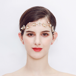 Bridal <strong>Hair</strong> <strong>Band</strong> Pearl <strong>Flower</strong> Wedding <strong>Hair</strong> Vines Jewelry Wedding <strong>Hair</strong> <strong>Band</strong> Handmade Gold - Product Image 1