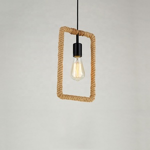Retro cuerda de cáñamo, luz colgante E27 Loft decorativa rústica lámpara de - Product Image 5