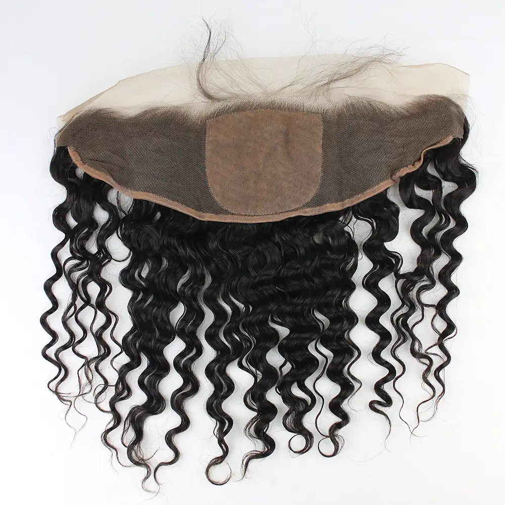 13*4 cuticle aligned wholesale cheap brazilian real virgin human hair natural deep wave top silk base lace frontal closure