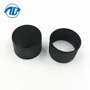 Plastic Caps And Closures Customizable Black Plastic Bottle Covers Ribbed Closure Pp 20/410 Screw Cap For Bottle