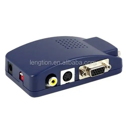 Kotak Adaptor Konverter PC Laptop, Konverter VGA Ke TV AV RCA Komposit S-video Sinyal Mini