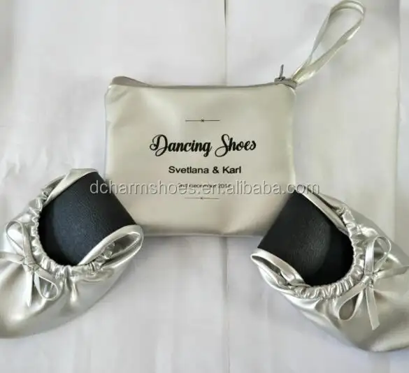 Zapatos planos de Ballet plegables con bolsa de colores para baile de boda