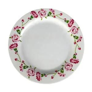 Hot selling flowers printed round dinner melamine plate malaysia