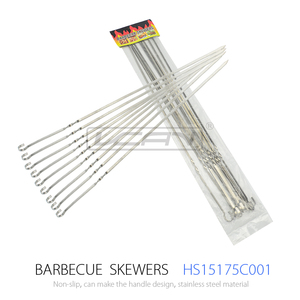 10 UNIDS Camping BARBACOA <span class=keywords><strong>Pinchos</strong></span> de Acero Inoxidable Palillos Parrilla Pinches de <span class=keywords><strong>Brochetas</strong></span> Con Anillo-Punta Mango - Product Image 1