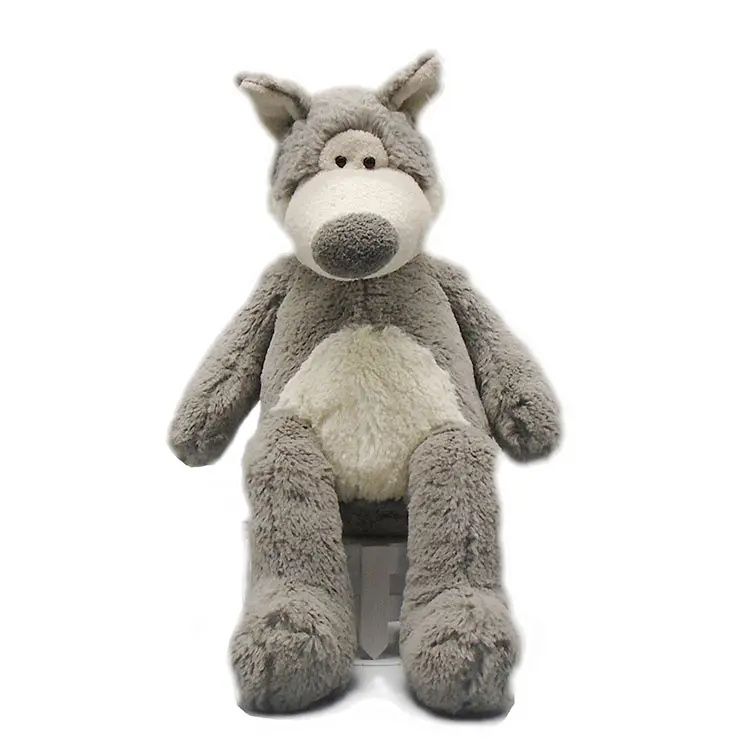 늑대 장난감 OEM 디자인 푹신한 플러시 아기 10 인치 회색 블랙 또는 사용자 정의