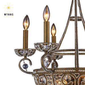 Grand lustre rural industriel américain en fer à peinture antirouille vintage Maison Villa Maison Salon Décoration Ampoule - Product Image 5