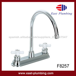 Dos Llaves Cruz De Cerámica Con Arco Grifo De La Cocina Del Surtidor F8257 - Product Image 1