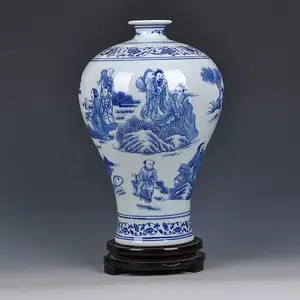 Chinese goede kwaliteit hand beschilderd porselein blauw en wit keramische figuur vaas met collectie