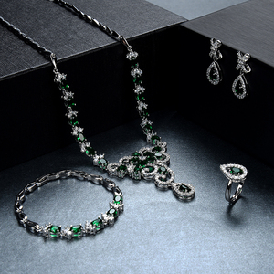 Luxury Crystal Delicate <strong>Jewelry</strong> Cubic Zircon Bridal Wedding Women <strong>Jewelry</strong> <strong>Sets</strong> Paved <strong>Emerald</strong> Drop Necklace <strong>Jewelry</strong> <strong>Set</strong> - Product Image 2