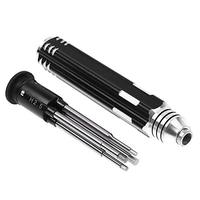 4 in 1 Kunci Pas Kepala Heksagonal Berlapis Krom dengan Gagang Aluminium, Set Obeng Logam H1.5 H2.0 H2.5 H3.0mm untuk Helikopter RC dan Mobil
