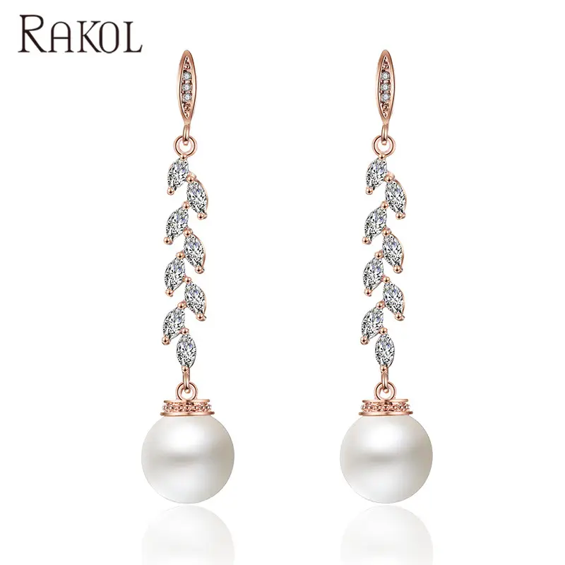 RAKOL EP2165 New Products Best Selling Earring Designs Gold Jhumke Earring Korean Pearl Jewellery