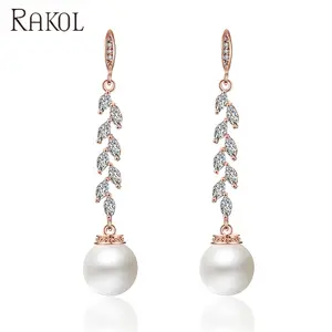 RAKOL EP2165 Produk Baru Terlaris Desain Anting Emas Jhumke Anting Perhiasan Mutiara Korea