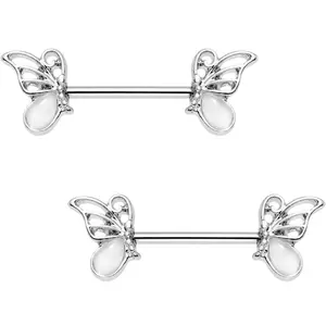 Clear Gem Butterfly Nipple Ring 14G Nipple Piercing Jewelry Xinfocus Body Jewelry Wholesale