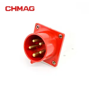 Chmag tomada e tomada industrial, tomada industrial de parede 380v 16a 5 pinos de 3 fases