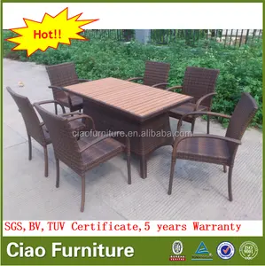 Ocio 6 personas mesa <span class=keywords><strong>de</strong></span> restaurante <span class=keywords><strong>de</strong></span> mimbre <span class=keywords><strong>muebles</strong></span> <span class=keywords><strong>de</strong></span> comedor silla - Product Image 1