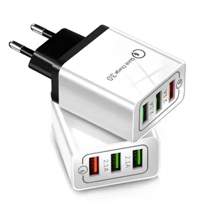 Trending qualcomm Portable Travel phone 3 port Multi Usb Ports Adapter Quick 3.0 Fast Plug Eu/Us Wall Charger