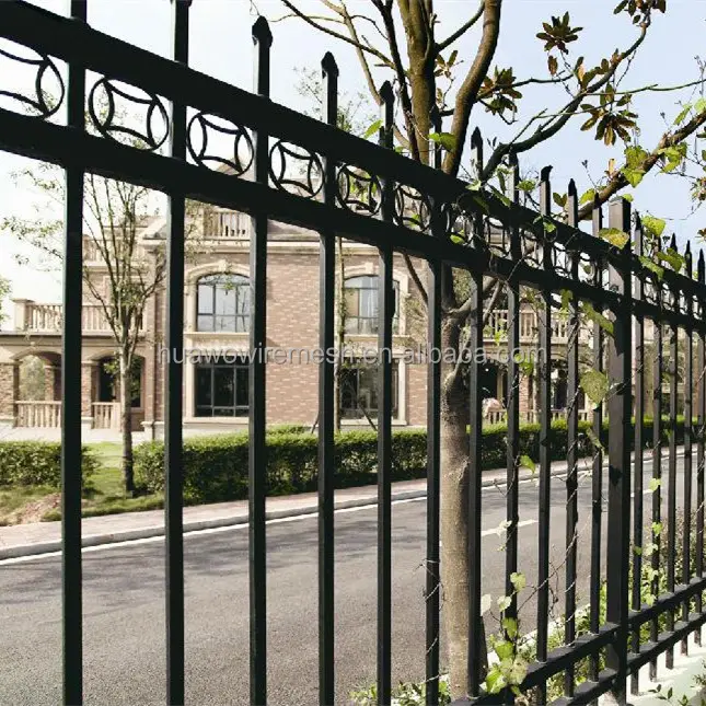 Acciaio zinco ornamentale recinzione in ferro battuto polvere rivestito cancello per la vendita per la decorazione e impermeabile a prova di marciume