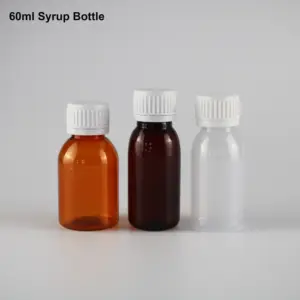 2oz Maple Syrup Bottle for Cough PET Plastic Screen Printing Pharmaceutical Screw Cap for Medicine Liquid Packaging ISO9001, CE