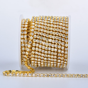 SS6 SS8 SS10 SS12 SS16 SS18 Bạc Vàng May Kim Loại Strass Đính Pha Lê AB Glass Rhinestone Chain Fringe Cho Quần Áo - Product Image 2