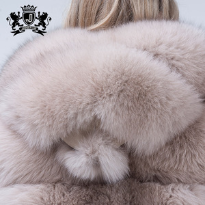 Janefur New Fashion Style Veste en fourrure à capuche pour femmes Manteau de luxe en fourrure de renard de haute qualité pour l'automne et l'hiver - Product Image 4
