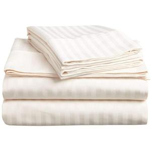 <strong>4</strong> Pcs Customized 100% Cotton <strong>3</strong> cm Satin Stripe Wholesale <strong>Bedsheets</strong> Hotel Bedding Set - Product Image 2
