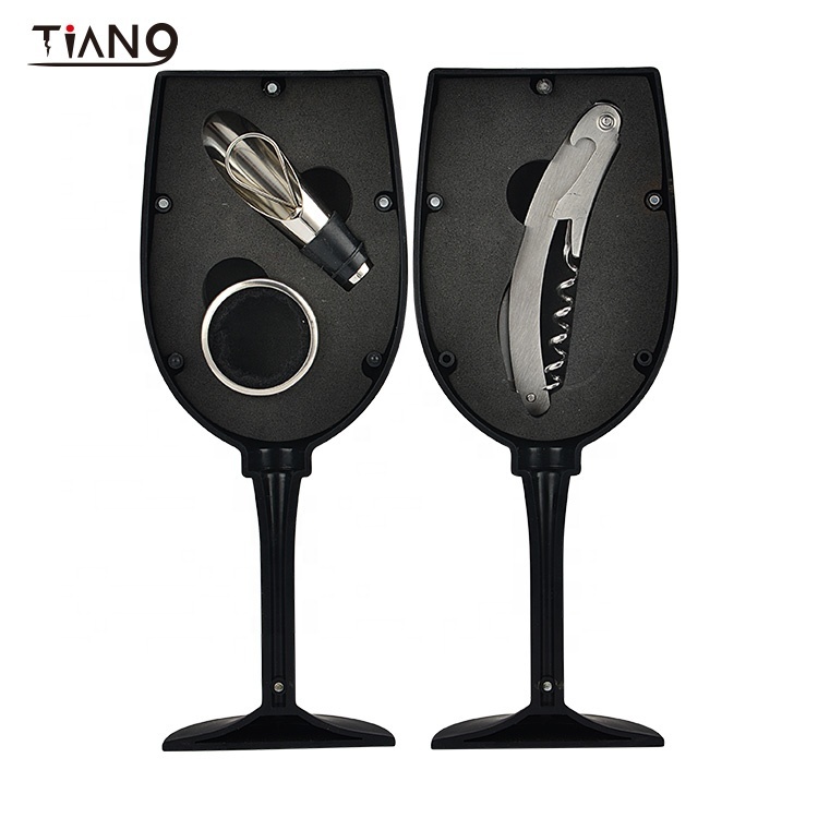 Set da vino nero a forma di coppa da 3 pezzi