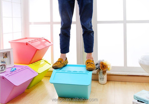 Boîte de rangement en plastique empilée de bac de rangement d'articles divers de ménage avec l'avant ouvert - Product Image 4