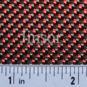Tela de fibra de carbono tejida de sarga 3K con reflejo de purpurina roja para uso industrial - Product Image 5