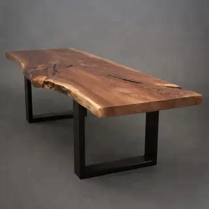 solid Ecuador walnut slab table with live edge 1 pcs door to door service is available from 600$-1200$ rain tree kiln-dry slab