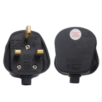 Enchufe de Corriente del Reino Unido de 3 Pines, Negro/Blanco, 13A, Adaptador de Enchufe Plano de 3 Pines para Electrodomésticos