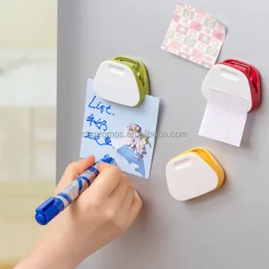 Nhựa Magnetic Memo Clip Tủ Lạnh Nam Châm Clip Giấy Clip Với Chủ Bút