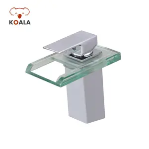 Indonesia Concinnity Bathroom Basin Waterfall Water Light Color Changing Led Glass Faucet