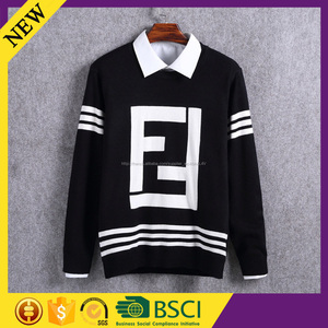 Broderie à manches longues nouveau design col roulé modèle mode hommes pull - Product Image 4