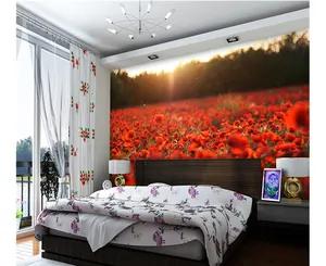 Papier peint panoramique en tissu, tapisserie avec imprimé numérique fleurs rouges, nouveau design, pour chambre à coucher