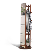 Miroir sur pied pivotant pleine longueur avec porte-manteau et étagère de rangement pour chambre et salon – Moderne et fonctionnel – Vente en gros