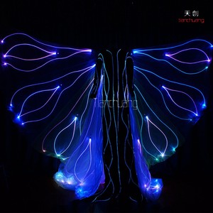 Zancos de Ensueño Fibra Opitc con Disfraz de Mariposa, RF remoto LED ala isis danza traje - Product Image 2