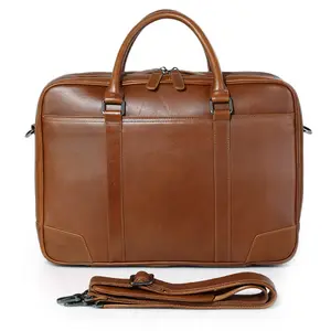 J. M.d-maletín de cuero de grano completo para hombre, bolsa para ordenador portátil de 14 pulgadas, bolso de mano de cuero