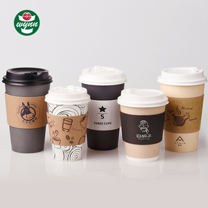 Taza de papel con revestimiento pe de una sola pared, diseño de logotipo bio, con funda - Product Image 2