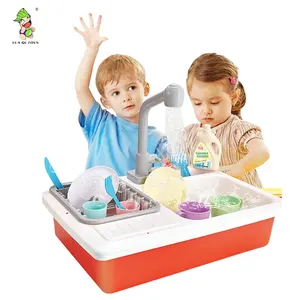 Giocattolo da cucina lavabo bambini finta set da gioco lavastoviglie elettronica simpatico lavello da cucina giocattolo con acqua