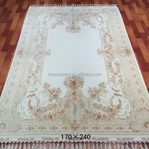5.5x8ft white Luxury handmade wool silk jaipur carpet wool carpet for palaces