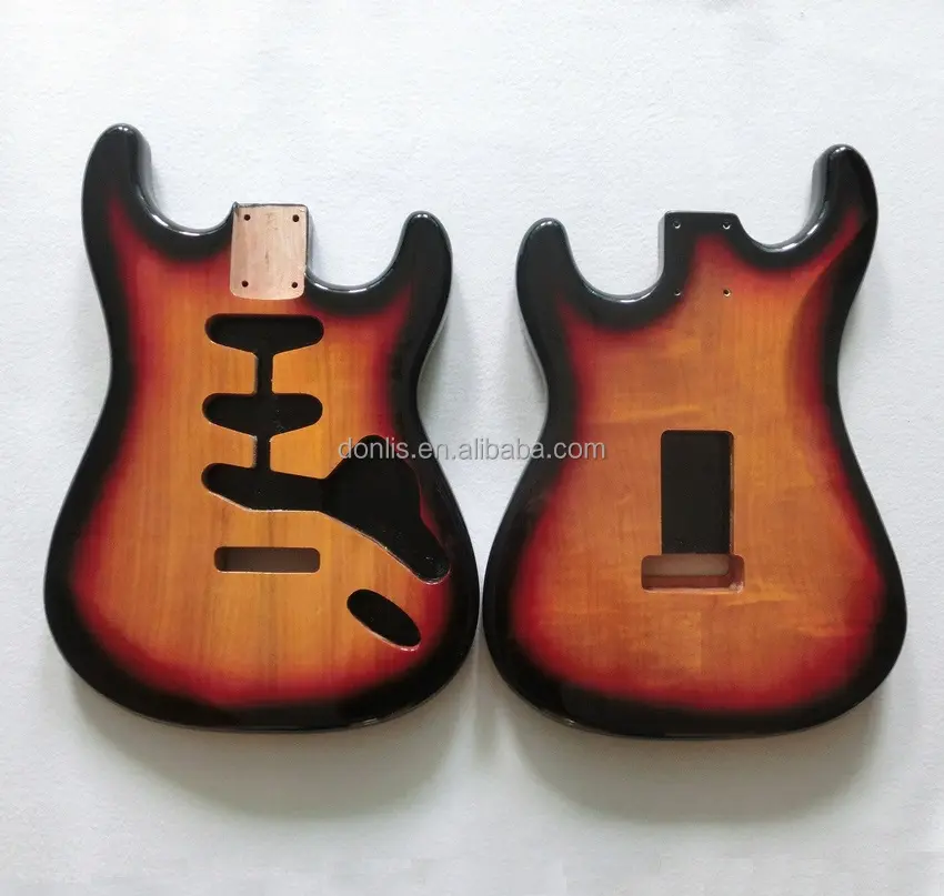 Donlis, piezas de bricolaje, acabado de alto brillo, Sunburst, 2 piezas, cuerpo de guitarra ST de caoba para SSS, kit de guitarra DIY