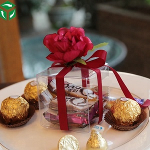 Boîte d'emballage en plastique transparent avec fleurs, chocolat, fait à la main, pour mariage, cadeau