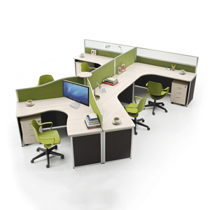 Postazione di Lavoro per Ufficio a 3 Posti con Divisorio e <span class=keywords><strong>Scrivania</strong></span> a <span class=keywords><strong>120</strong></span> Gradi - Product Image 2