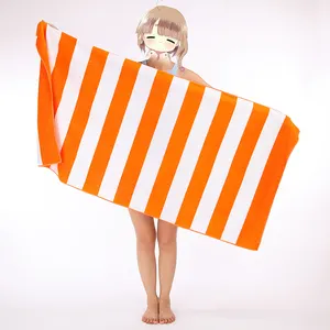 थोक त्वरित सुखाने उच्च अवशोषण कम MOQ व्यक्तिगत Microfiber धारीदार सादे समुद्र तट तौलिया