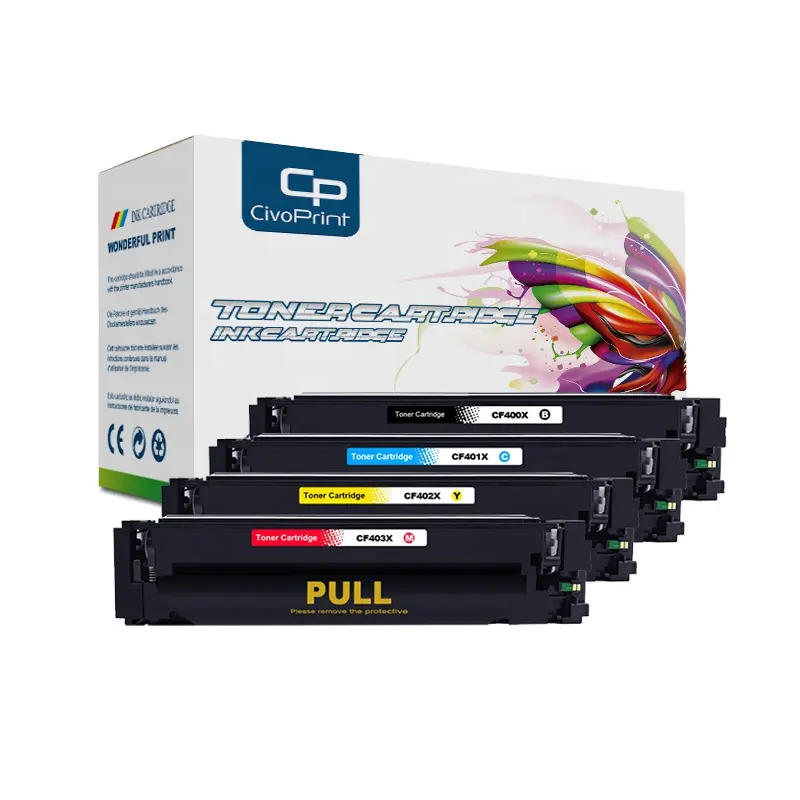 Cartuccia toner compatibile con laser Civo 201a CF400A chip 201X cf400x 400x toner a colori per colore LaserJet Pro M252dw M274n M277dx