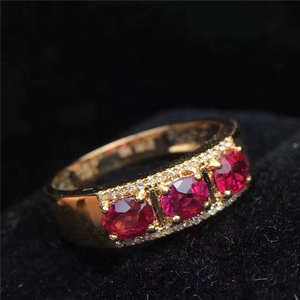 Nhẫn Đá Đỏ 18K Vàng Nam Phi Kim Cương Thật Tự Nhiên Nhẫn <span class=keywords><strong>Ruby</strong></span> Không Nóng Dành Cho Nữ Trang Sức Thông Minh Vàng - Product Image 2