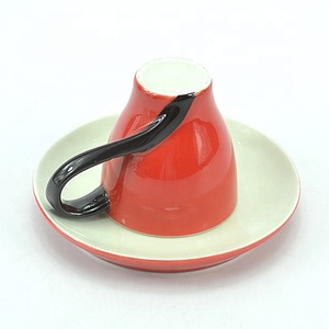 Tazza <span class=keywords><strong>di</strong></span> caffè in porcellana riciclata a punto rosso <span class=keywords><strong>collezione</strong></span> tazza ecologica per tè e piattino rosso sostenibile | YST fabbrica <span class=keywords><strong>di</strong></span> ceramiche - Product Image 3