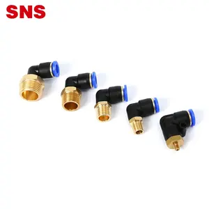 SNS SPL Series one touch push in connect L type 90 degree male thread elbow plastic pneumatic air tube quick fitting