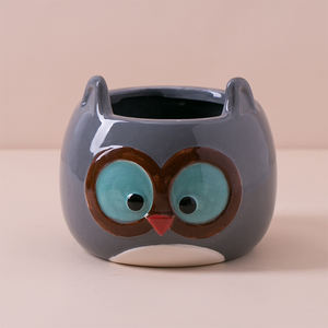 Macetas y jardineras decorativas de cerámica para jardín, diseño de búho pequeño de dibujos animados, suculentas - Product Image 2